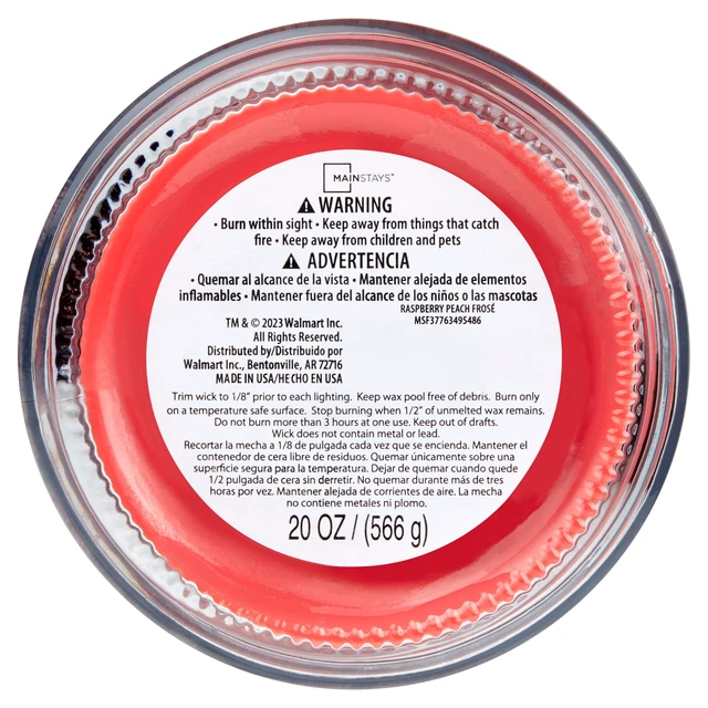 Alt view image 6 of 7 - Mainstays Raspberry Peach Fros Scented Single Wick Jar Candle 20 oz