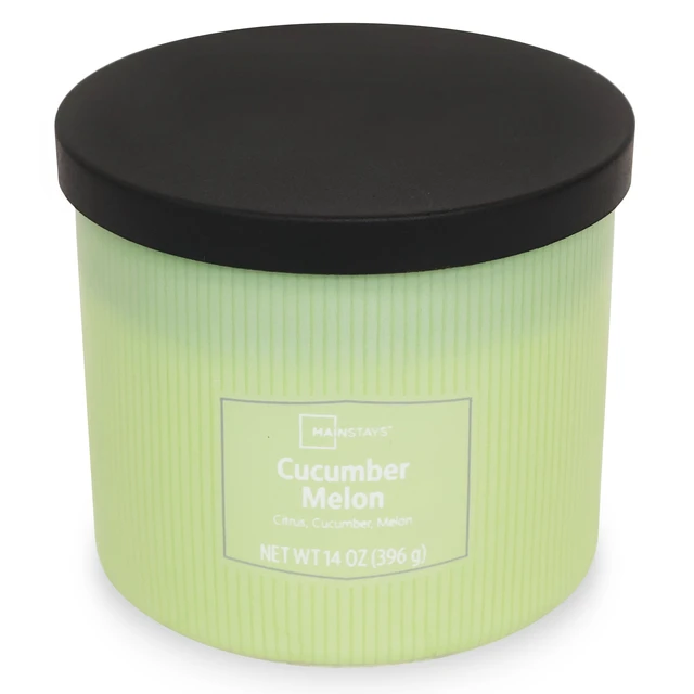 Alt view image 3 of 5 - Mainstays 3-Wick Textured Wrapped Candle, Cucumber Melon, 14 oz