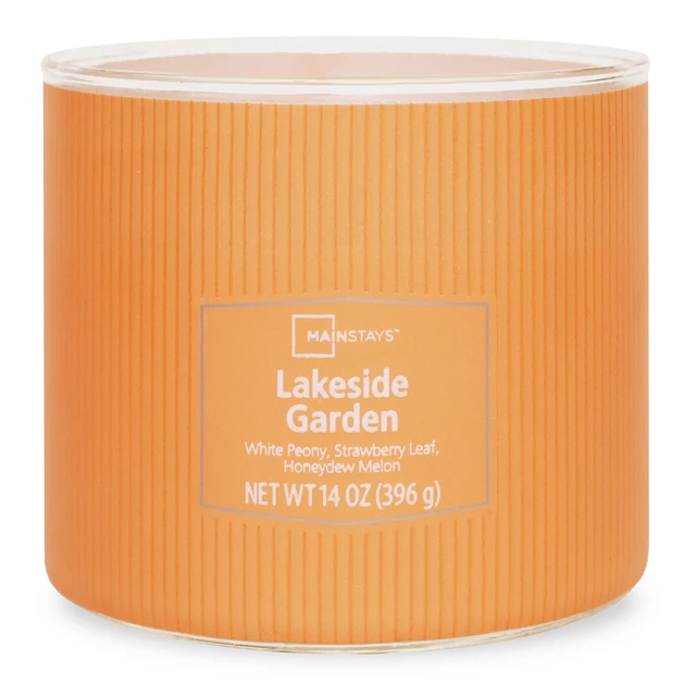 Alt view image 2 of 5 - Mainstays 3-Wick Textured Wrapped Candle, Lakeside Garden, 14 oz