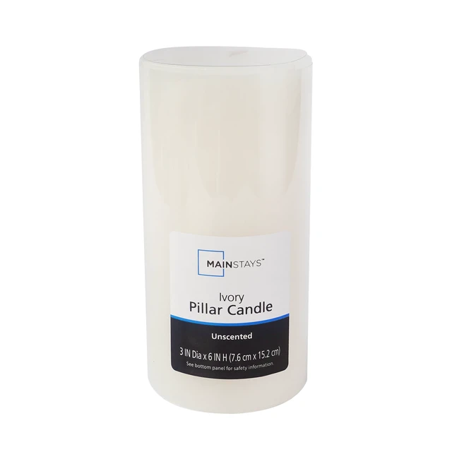 Alt view image 4 of 6 - Mainstays Pillar Candle Single Wick 3"x6" Unscented Ivory