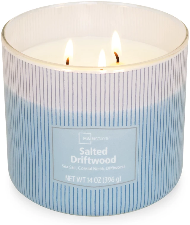 Main image of Mainstays 14 oz 3-Wick Textured Wrapped Candle, Salted Driftwood