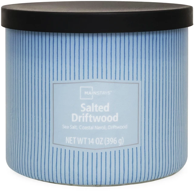 Alt view image 3 of 6 - Mainstays 14 oz 3-Wick Textured Wrapped Candle, Salted Driftwood