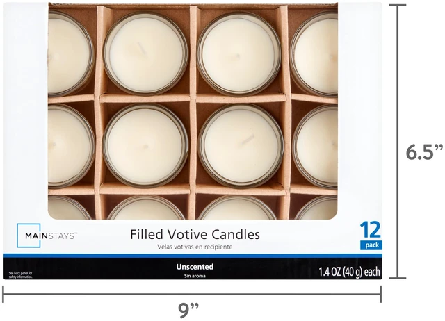 Alt view image 4 of 5 - Mainstays Unscented Filled Votive Glass Candles, Ivory, 12-Pack