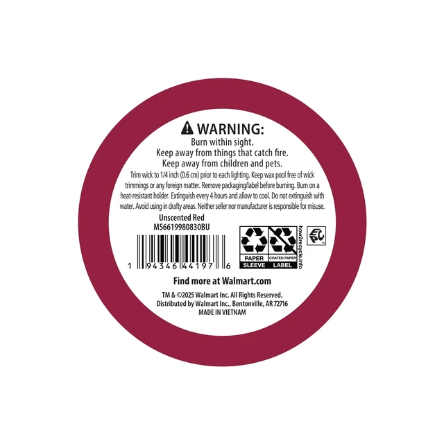 Alt view image 2 of 7 - Mainstays Single Wick Bubble Pillar Candle, 3in x 5in, Unscented, Red
