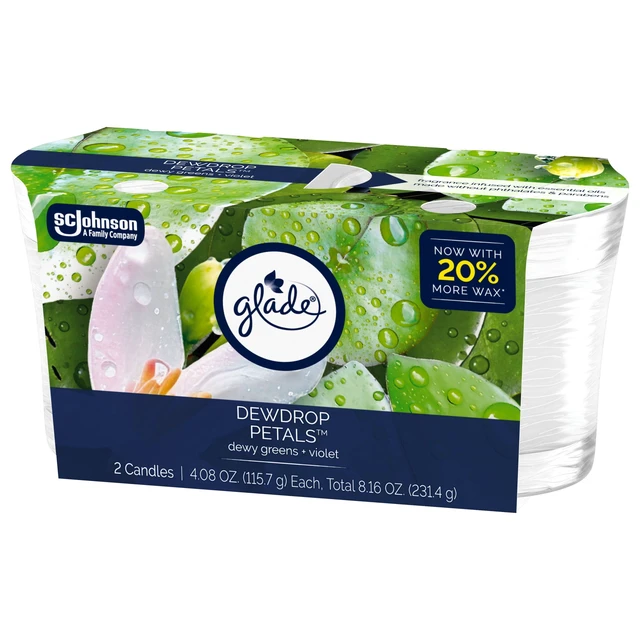 Alt view image 5 of 5 - Glade Single Wick Candle Dewdrop Petals 4.08 oz 2 Count