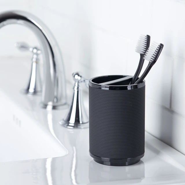 Alt view image 4 of 5 - Mainstays Soft Touch Black Plastic Toothbrush Holder for Adults and Kids