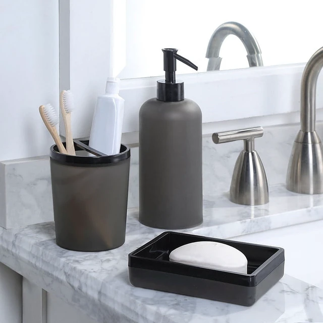 Alt view image 7 of 7 - Mainstays Frosted Black Plastic Toothbrush Holder