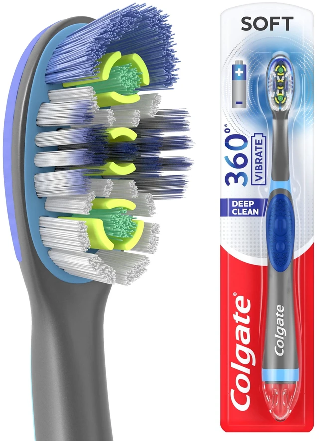 Main image of Colgate 360 Vibrate Deep Clean Battery Powered Electric Toothbrush with Soft Bristles, 1 Pack