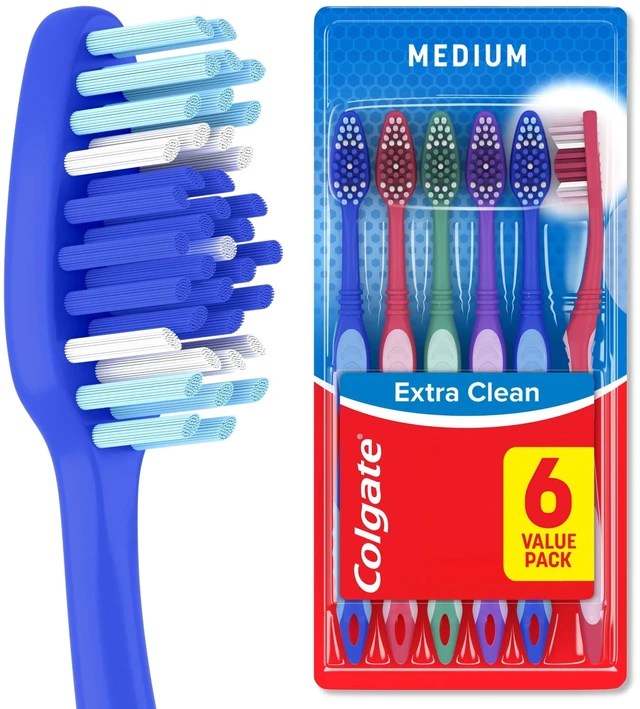Main image of Colgate Extra Clean Medium Toothbrush, 6 Pack