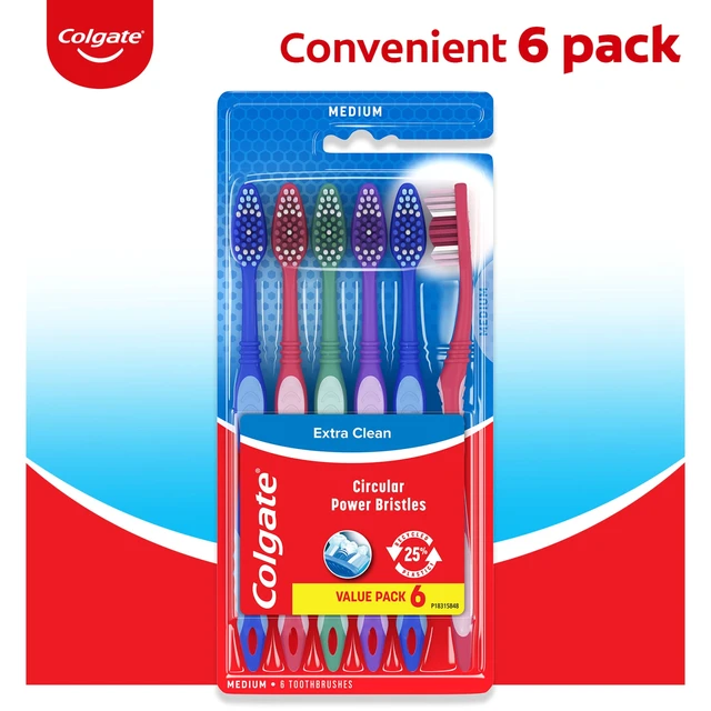 Alt view image 4 of 6 - Colgate Extra Clean Medium Toothbrush, 6 Pack