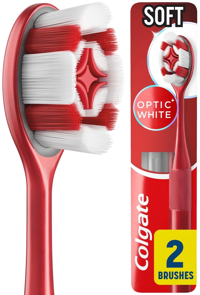 Main image of Colgate Optic White Soft Toothbrush for Adults, 2 Pack