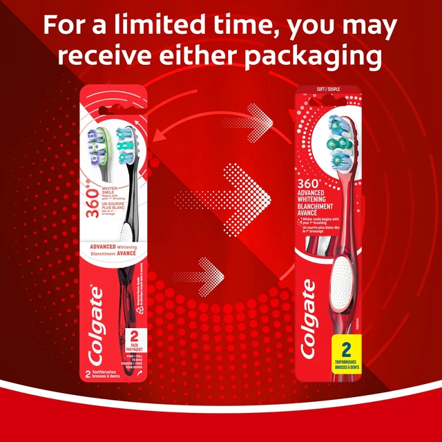 Alt view image 3 of 6 - Colgate 360 Advanced Whitening Toothbrush, Soft Adult, 2 Pack