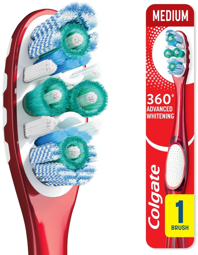 Main image of Colgate 360 Advanced Whitening Toothbrush Medium Adult 1 Pack