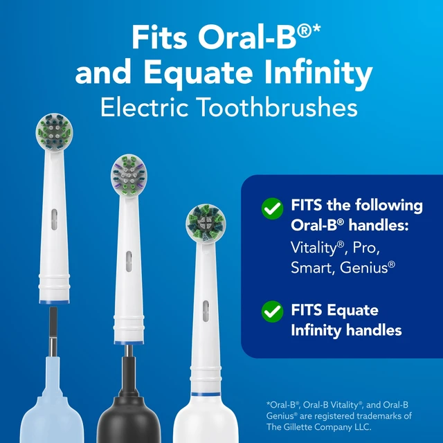 Alt view image 5 of 5 - Equate Infinity Power Toothbrush, Antibacterial Replacement Brush Heads, White