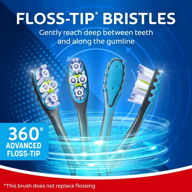 Alt view image 6 of 6 - Colgate 360 Floss-Tip Medium Adult Toothbrush 2 Pack