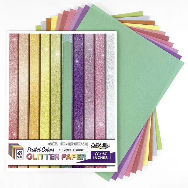 Main image of ArtSkills Pastel Glitter Paper, 11" x 14", 10 Assorted Sheets for Arts, Crafts, Scrapbooking and Card Making