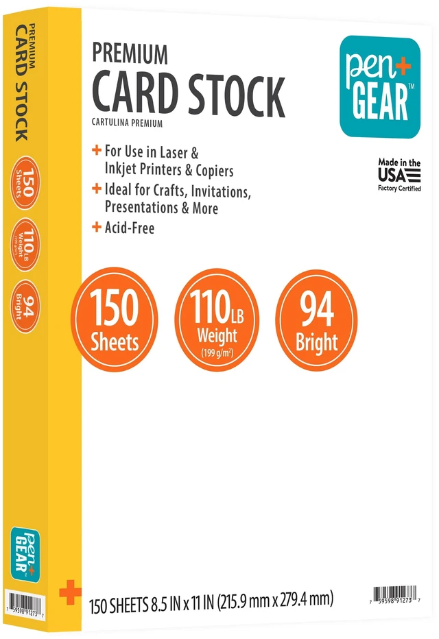 Main image of Pen+Gear Premium White Index Card Stock 8.5"x11" 199GSM 150 Sheets