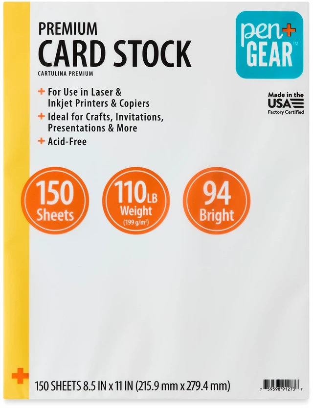 Alt view image 6 of 6 - Pen+Gear Premium White Index Card Stock 8.5"x11" 199GSM 150 Sheets
