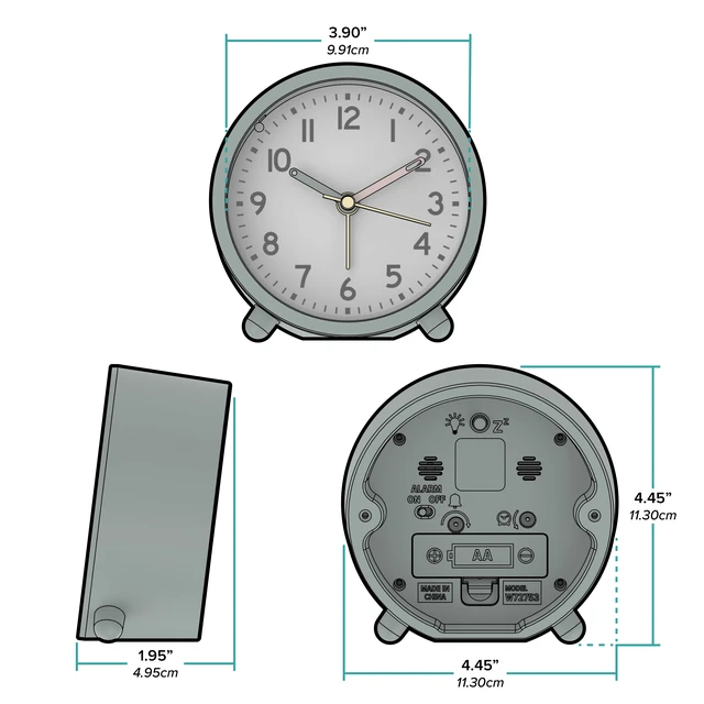 Alt view image 2 of 6 - MainStays Green Mini Analog Alarm Clock