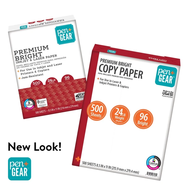 Alt view image 2 of 5 - Pen+Gear Premium Bright Paper 8.5" x 11" 96 Bright White 24lb 1 Ream (500 Sheets)