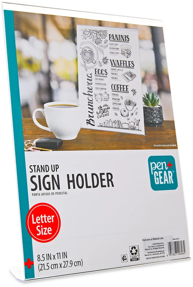 Main image of Pen + Gear Standup Sign Holder for 8.5" x 11" Paper, Clear