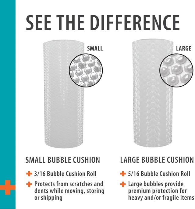 Alt view image 3 of 6 - Pen+Gear 12" x 40' Bubble Cushion Roll, 3/16" Small Bubbles, Clear