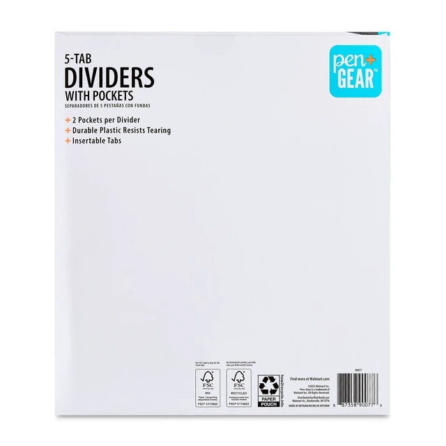 Alt view image 6 of 6 - 8-Tab Dividers with Pockets, Pen+Gear, Vibrant Color