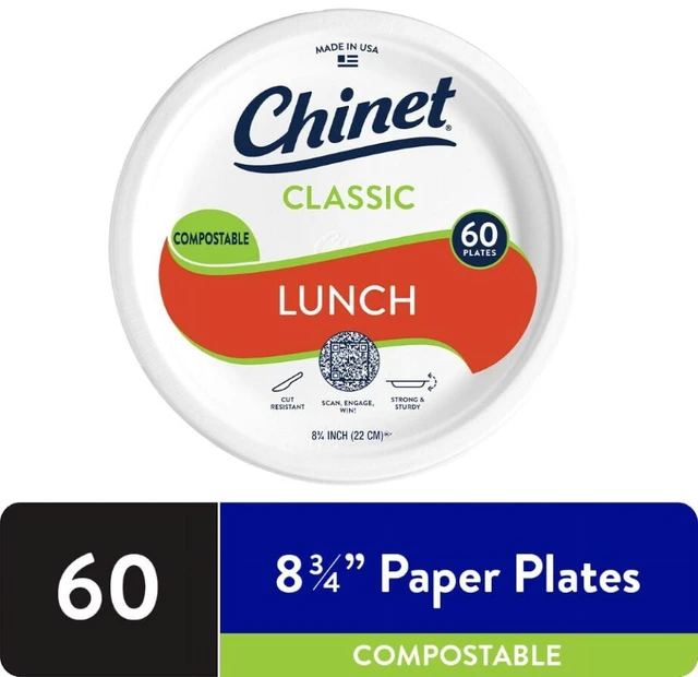Main image of Chinet Classic Premium Lunch Paper Plates, 8-3/4", White, 60 Count