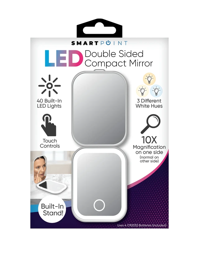 Alt view image 3 of 7 - Smartpoint LED Double-Sided Compact Mirror