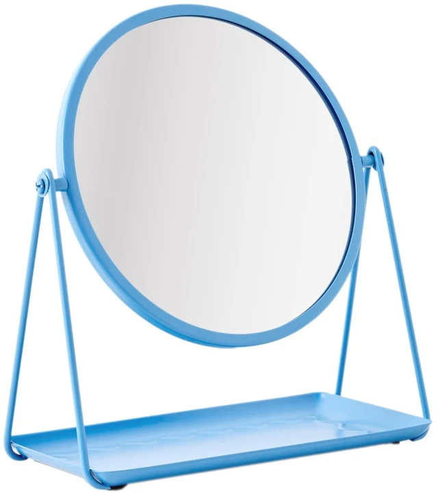 Main image of Mainstays Becky G. & Alejandra Round Tabletop Vanity Mirror with Metal Tray, Blue