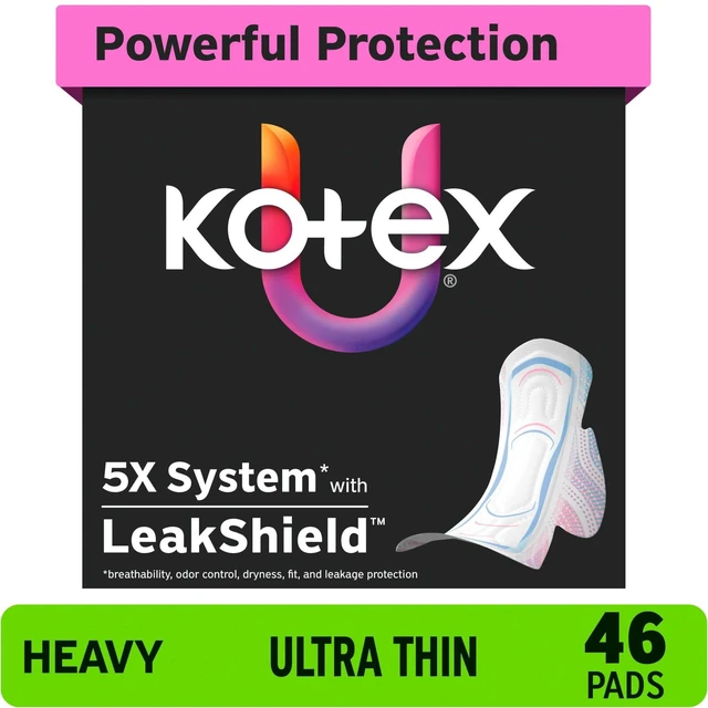 Main image of Kotex Ultra Thin Period Pads with Wings, Heavy Absorbency, 46 Count