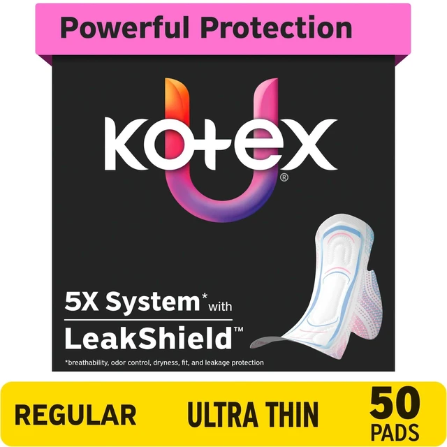 Main image of Kotex Ultra Thin Period Pads with Wings, Regular Absorbency, 50 Count