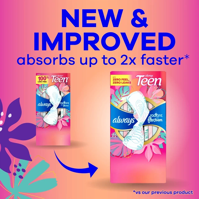 Alt view image 3 of 6 - Always Radiant Teen Pads Size 1 Regular with Wings Unscented 28Count