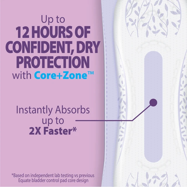 Alt view image 3 of 5 - Equate Options Women's Incontinence Pads, Maximum Absorbency, Long Length, 45 Count