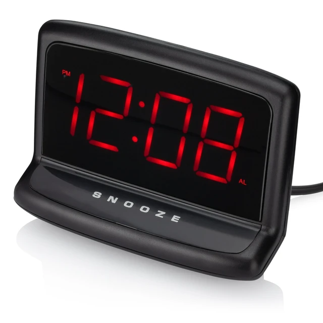 Alt view image 6 of 6 - Mainstays 71035MS Black Electric Digital Deep Sleep Alarm Clock with Large 1.4" LED Display