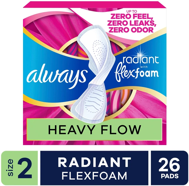 Main image of Always Radiant FlexFoam Pads Size 2 Heavy with Wings Scented 26 Count