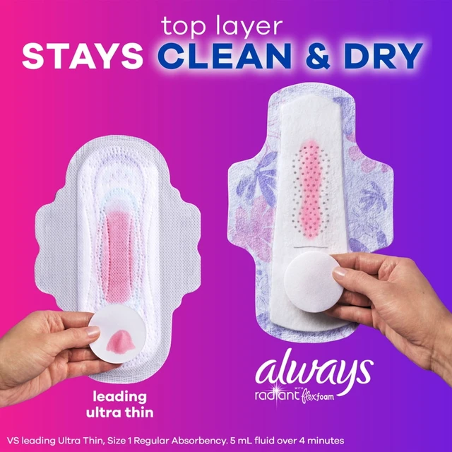 Alt view image 5 of 6 - Always Radiant FlexFoam Pads Size 2 Heavy with Wings Scented 26 Count