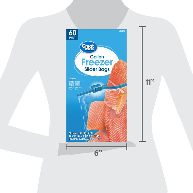 Alt view image 6 of 6 - Great Value Gallon Freezer Slider Zipper Bags, 60 Count