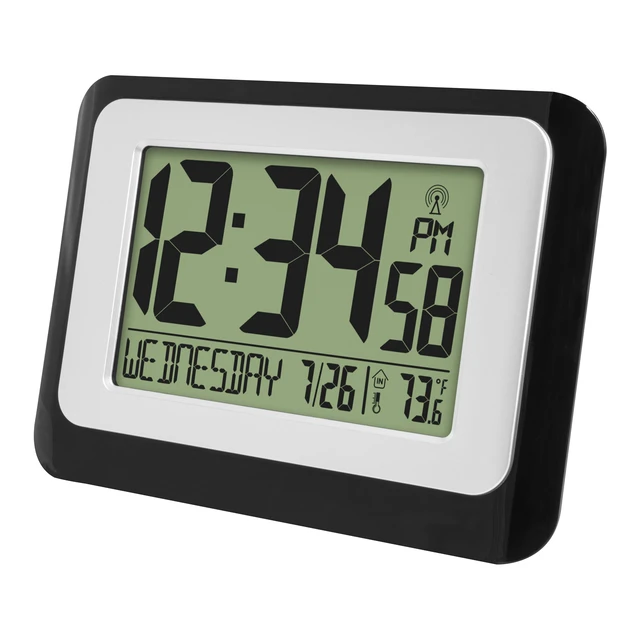 Alt view image 3 of 5 - MainStays W88631 Black Atomic Digital Calendar Desk Alarm Clock with Temperature