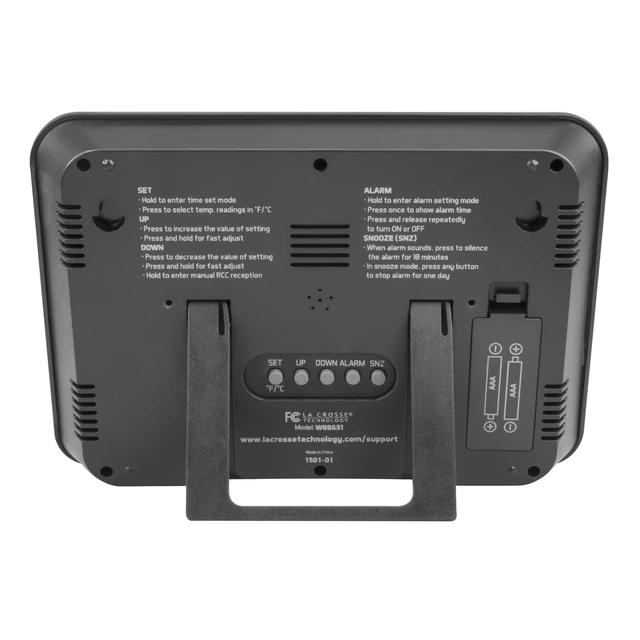 Alt view image 4 of 5 - MainStays W88631 Black Atomic Digital Calendar Desk Alarm Clock with Temperature