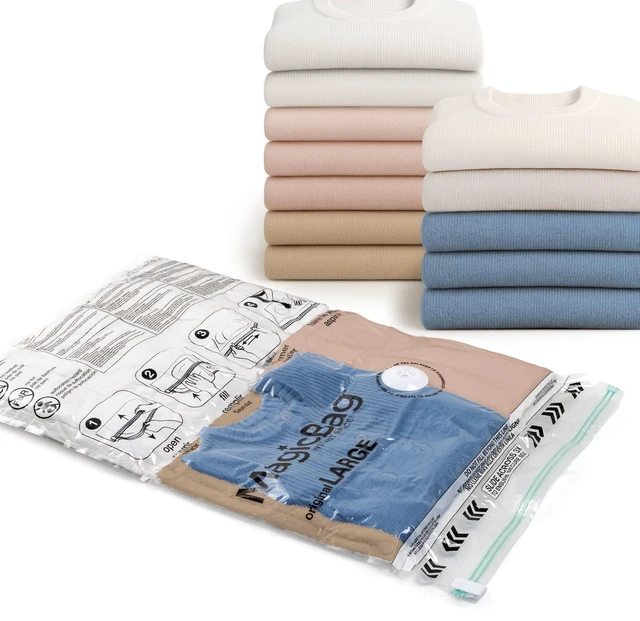 Alt view image 6 of 6 - MagicBag Large Vacuum Storage Bags, 6 Pack Flat Compression Bags for Clothing, Space Saving & Airtight