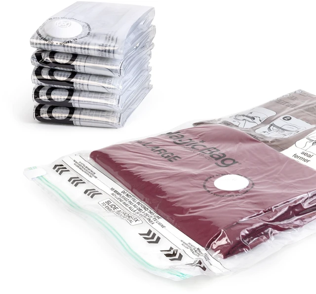 Alt view image 5 of 6 - MagicBag Large Vacuum Storage Bags, 6 Pack Flat Compression Bags for Clothing, Space Saving & Airtight