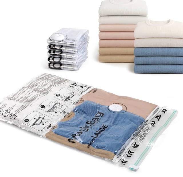 Alt view image 2 of 6 - MagicBag Large Vacuum Storage Bags, 6 Pack Flat Compression Bags for Clothing, Space Saving & Airtight