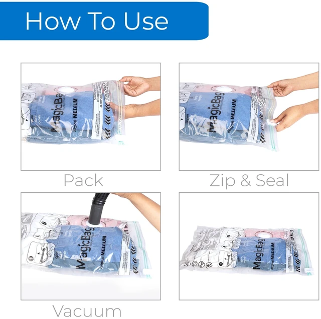 Alt view image 5 of 6 - MagicBag Jumbo Vacuum Storage Bags, 4-Pack Flat Compression for Bedding, Space Saving & Airtight