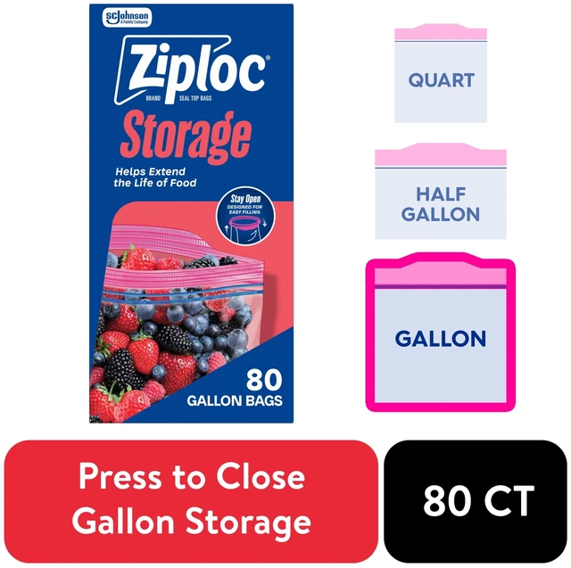 Main image of Ziploc Storage Gallon Bags, 80 Count