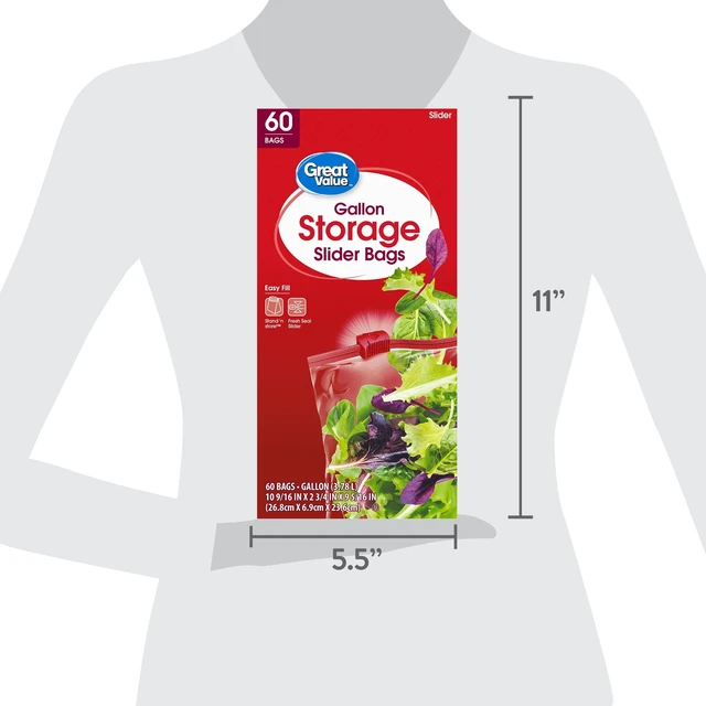 Alt view image 6 of 6 - Great Value Fresh Seal Slider Zipper Storage Bags, 1 Gallon, 60 Count
