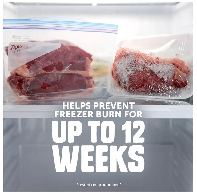 Alt view image 3 of 5 - Ziploc Freezer Half Gallon Food Storage Bags, Grip 'n Seal Technology, Zipper, 40 Count
