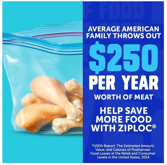 Alt view image 5 of 5 - Ziploc Freezer Half Gallon Food Storage Bags, Grip 'n Seal Technology, Zipper, 40 Count