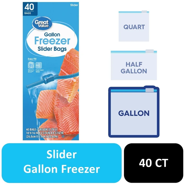 Main image of Freezer Guard Gallon Slide Zipper Freezer Bags, Great Value, 40 Count