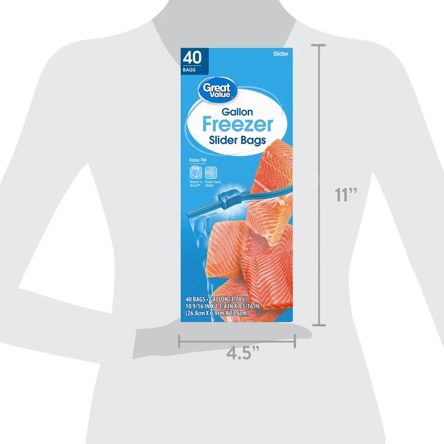 Alt view image 5 of 6 - Freezer Guard Gallon Slide Zipper Freezer Bags, Great Value, 40 Count